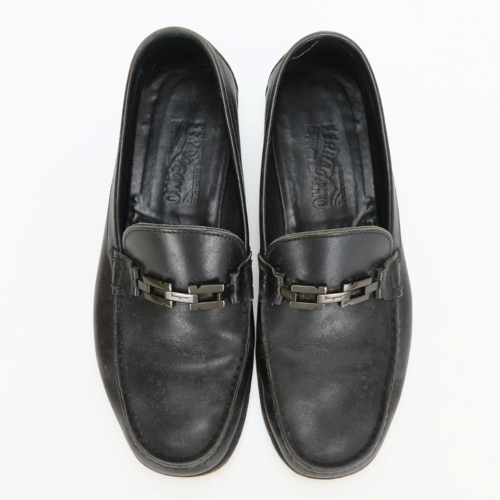 Used Salvatore Ferragamo loafers bit 8EE leather black 10.2"