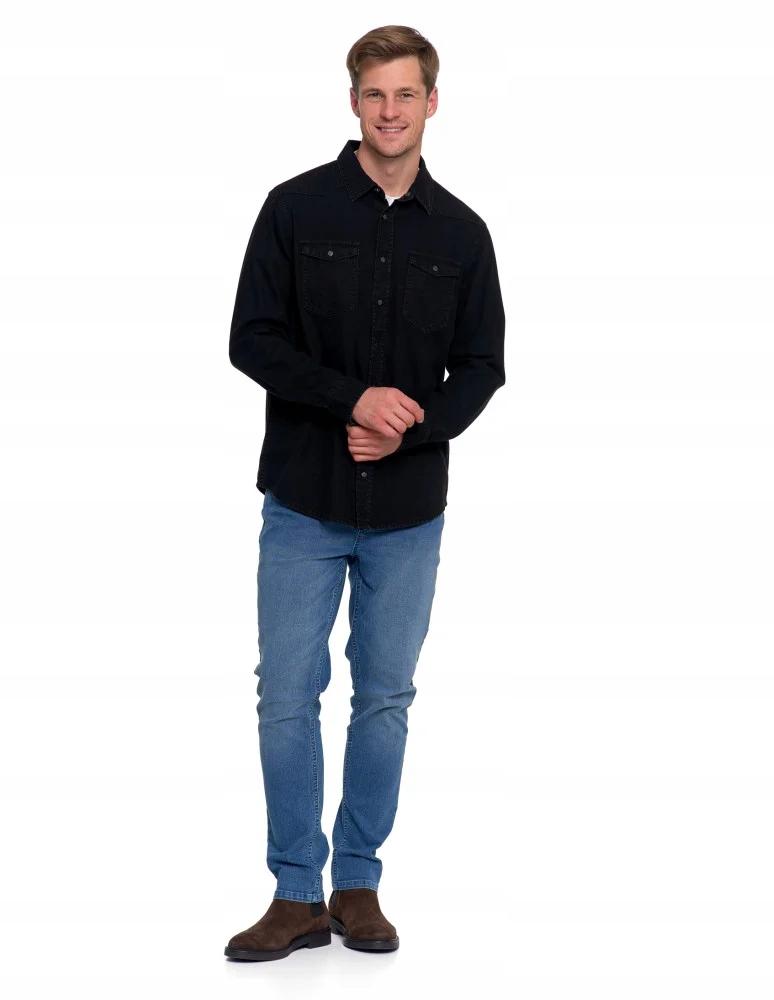 Men's Cotton Jeans Shirt Elegant Modern Classic MORAJ M BLACK