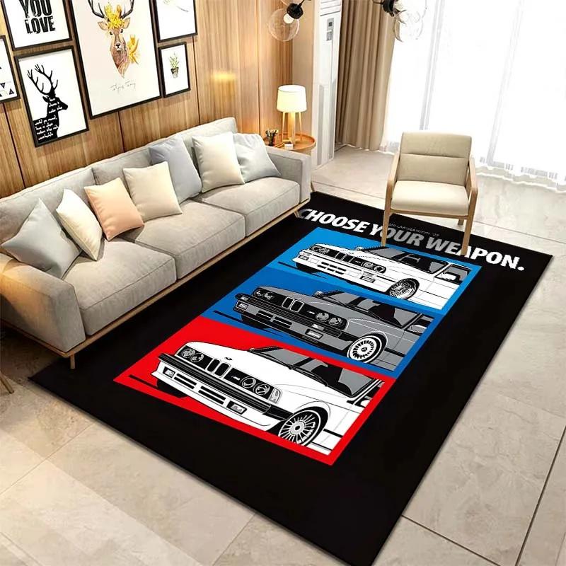Teppich mit klassischem Auto-E30-Muster, für Schlafzimmer, Wohnzimmer, Badezimmer, kreative Fußmatte, Bereichsteppich, Männerhöhle, Heimdekoration 40X60cm-16x24in