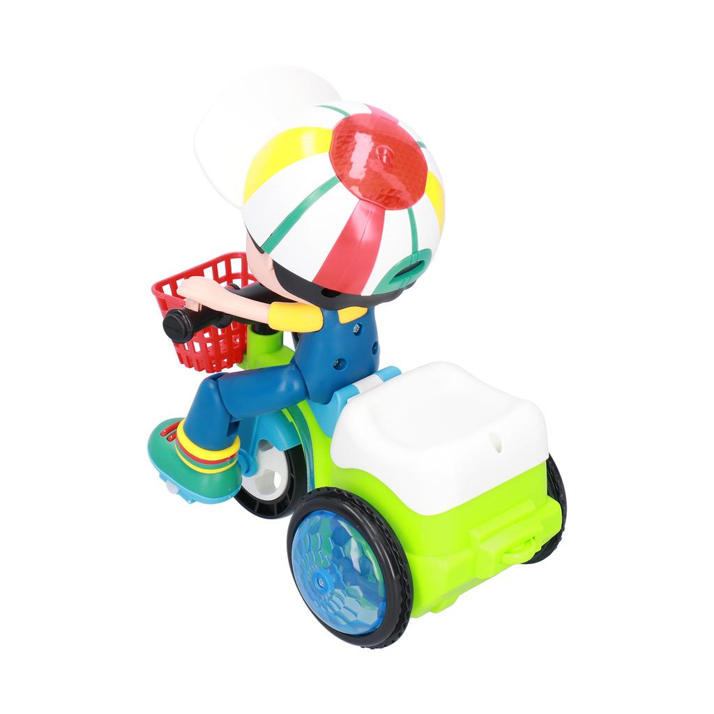 Electric Stunt Tricycle Toy Children 360 degrees  Rotating Vehicles Toy with Light Sound (Green)Little Boy