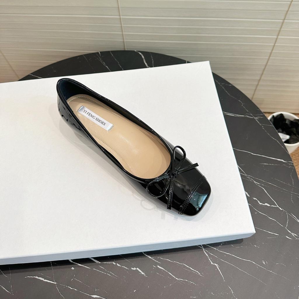 Sheepskin Version~ Small Inner Height Increase Women's Shoes Bow Square Head Shallow Mouth Ballet Single Shoes Women's Soft Sole Mary Jane Shoes