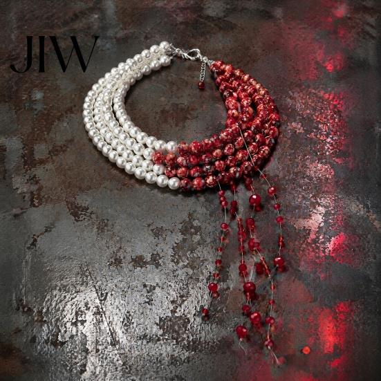 Creative Halloween Gift Ideas Gothic Blood Drop Choker, Layered Faux Pearl Necklace, Red Tassel Unique Holiday for Women Earrrings, Punk Style Vampire