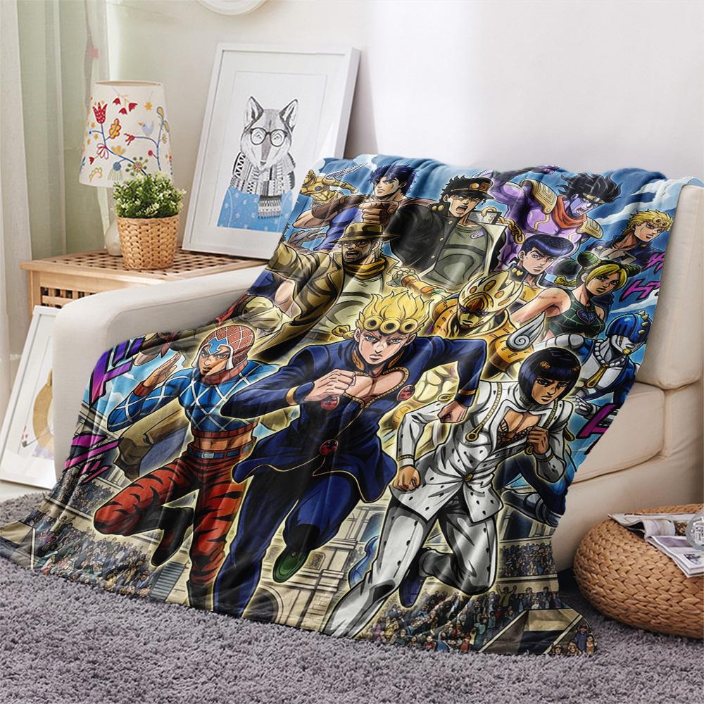 1PC Jojo'S Bizarre Adventure Patterned Flannel Blanket Suitable For All Seasons For Home Decor Warmth And Comfort Gifts Holiday Present