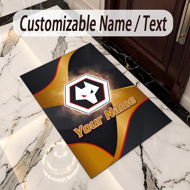 Crystal Velvet Rug Wolverhampton Wanderers Football Print Custom Name Text Floor Mat Home Decor