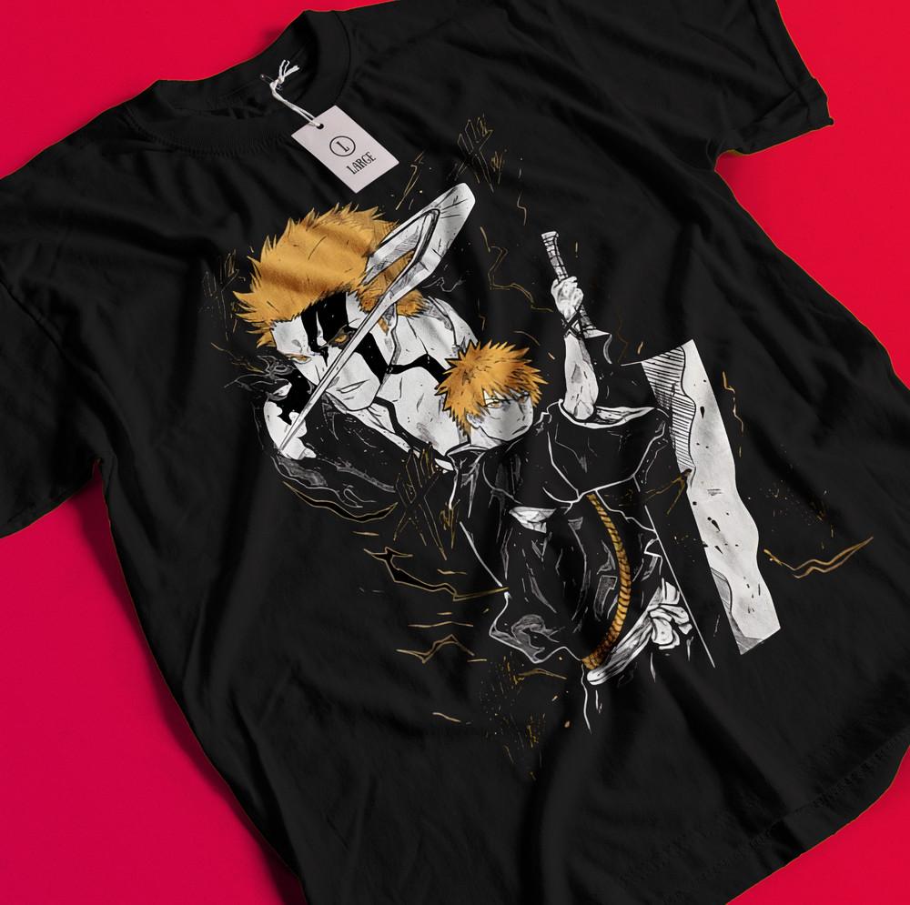 

Bleach Anime Tshirt Ichigo Bankai T-Shirt Aizen Yhwach Tee Zaraki Kenpachi Shirt BB925 4XL