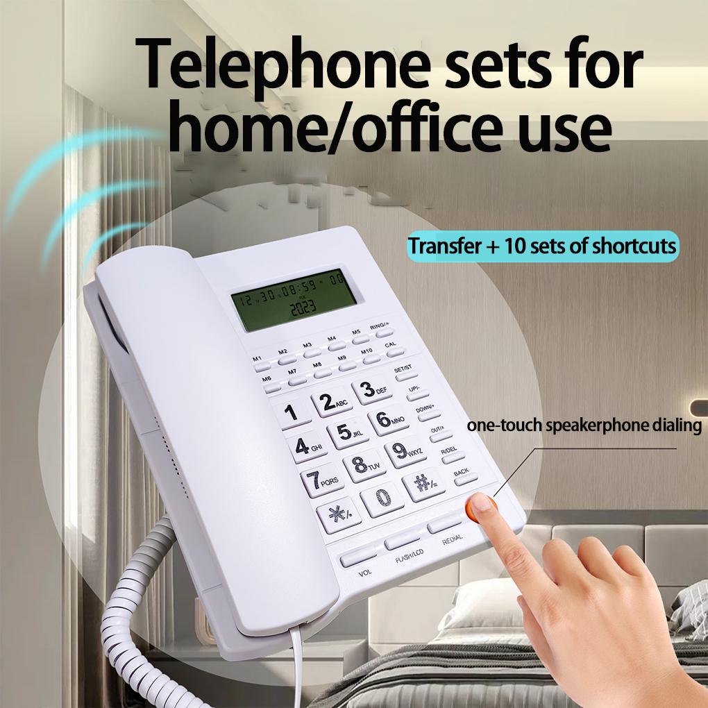 Desk Corded Telephone With Display For Home/Hotel/Office Support Music On Hold Landline Phone Corded B