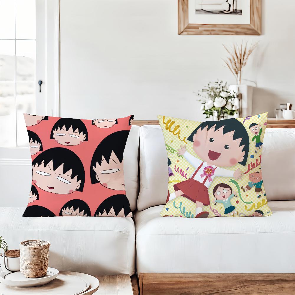Cartoon Chibi Marukochan Pillow Case Home Decoration Cushion Cover Suitable For Bedroom Car Office Sofa