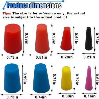 Kit de 40 Pièces de Bouchons Coniques en Caoutchouc Silicone Haute Température 1/16" à 3/4", Bouchons Coniques 8 Tailles, Souples & Réutilisables pour Fournitures de Peinture en Poudre pour