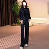 Spring 2025 Women's Slimming Denim Suit: Stylish Short Jacket & Wide-Leg Pants Set