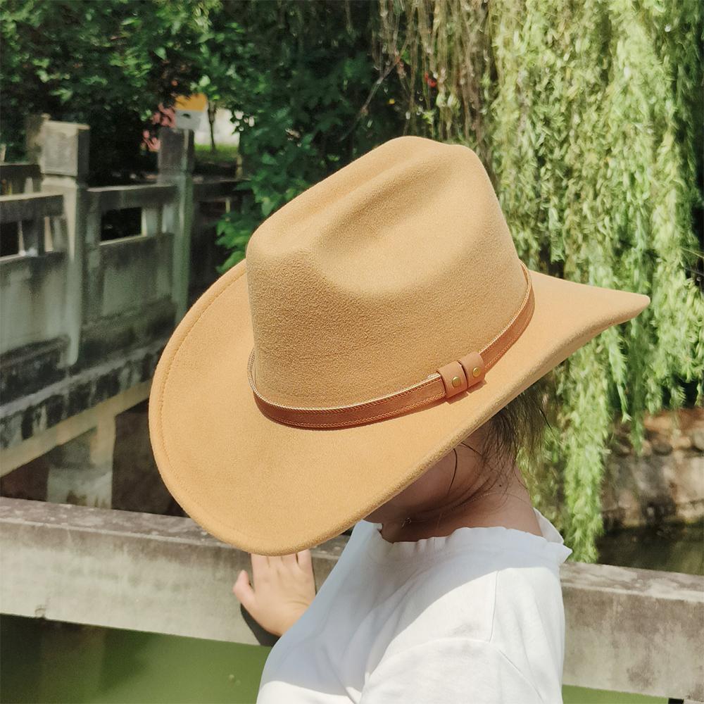 

New retro western cowboy hat light purple men s and women s jazz cowboy hat bell-shaped church Hombre hat M56-58CM