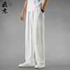 Men's Retro Style Loose Linen Pants - Breathable, Large Size, Straight Leg, Cotton Hanfu Trousers