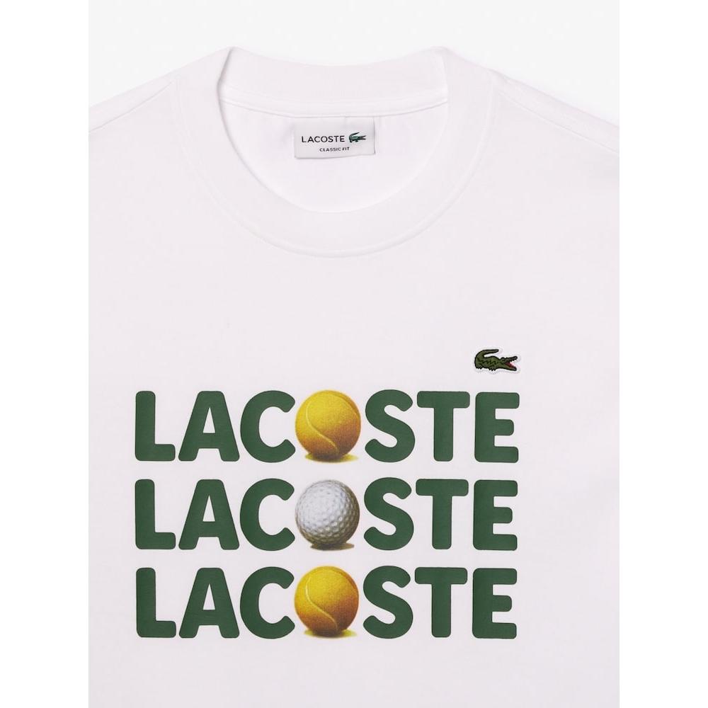 Lacoste Mens Heavy Jersey LeTTering Ball Graphic T shirT Th7370 54g 001 q2nTh7370 54g001