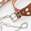 Women Fashion Imitation Leather Round Ring Chain Decorative Waist Belt