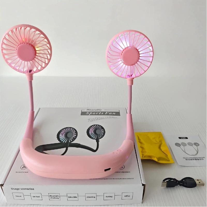 Third Generation Portable Neck Fan with Aromatherapy, Long-lasting Replaceable Battery, Silent Operation, and USB Charging.