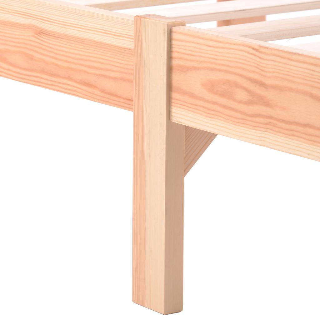 Flieks Solid Solid Wood Bed with Headboard and Slatted Frame, Natural (200x140cm)