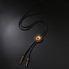 Vintage Round Leather Cord Pendant Necklace With Unique Fingerprint Design Bohemian Statement Jewelry For Women