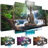 5 Panels Buddha Canvas Art Waterfall Posters Canvas Painting Wall Art Pictures for Living Room Modern Home Decor NO FRAME