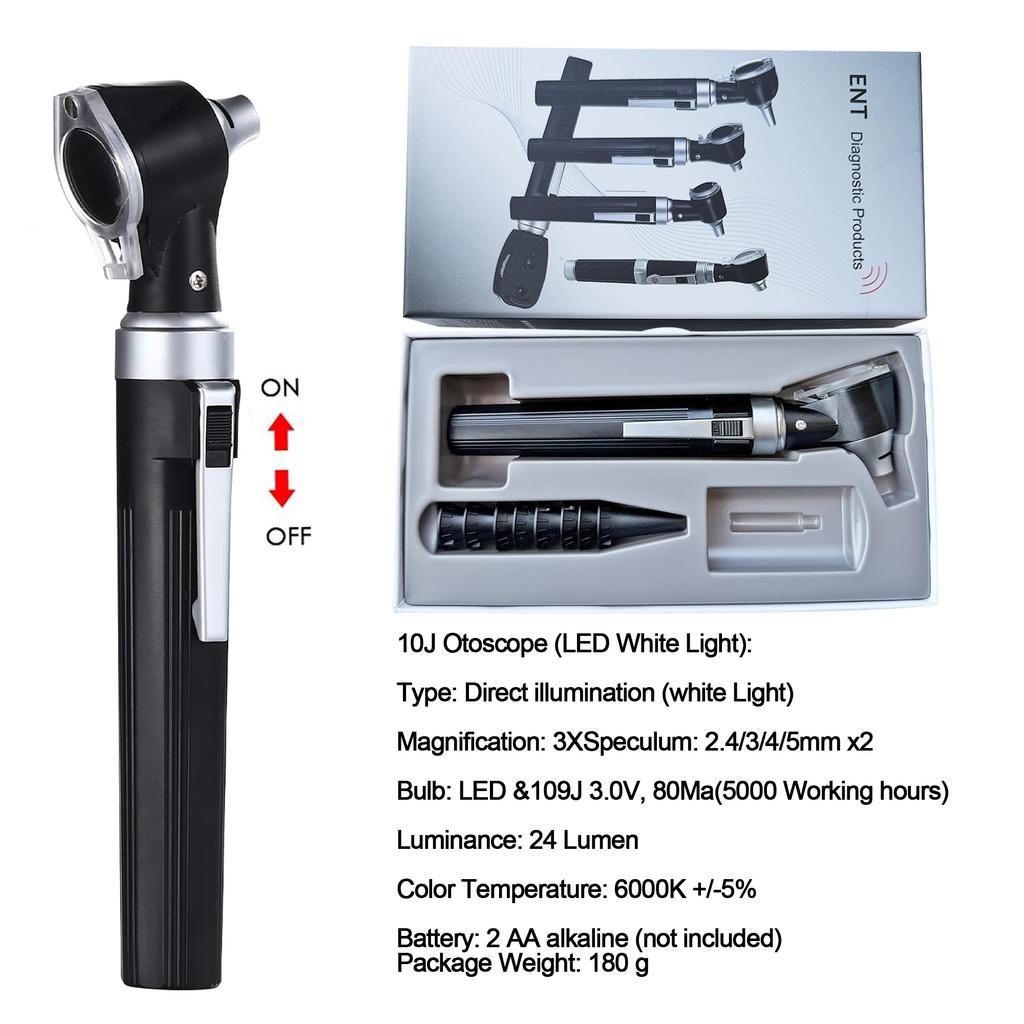 Ear Infection Detector, Medical Otoscope - Ear Scope with Light, Pocket Size (Black Color) Health Ear Care Tool