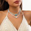 KunJoe Bohemian Mixed Color Rice Beads Starfish Pendant Necklace Set for Women Men Fashion Beach Choker Clavicle Chain Jewelry