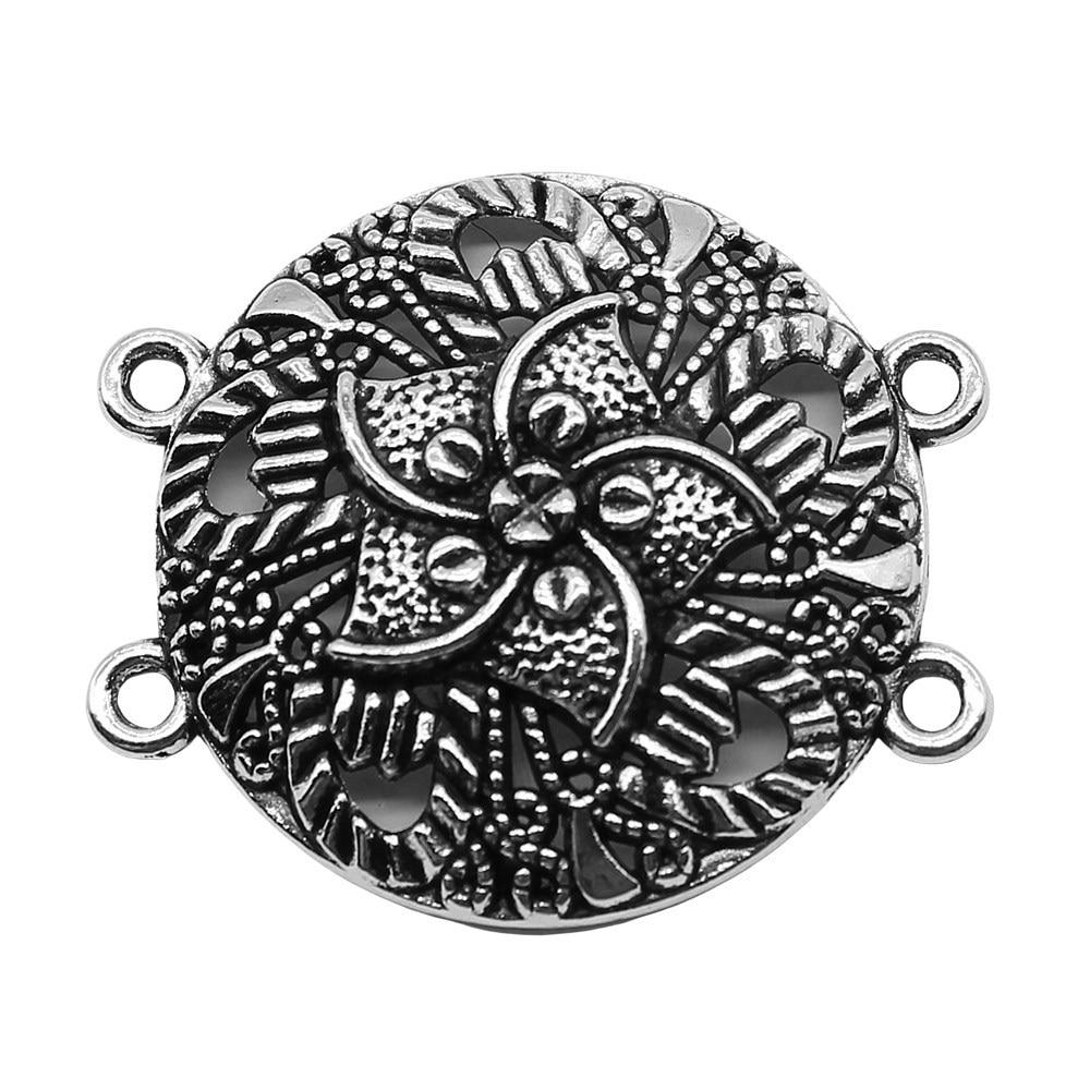 

4 шт., цепочка для тела, цветок, пористый соединитель, ювелирные компоненты, аксессуары, античное серебро, цвет цинкового сплава 31X36 мм