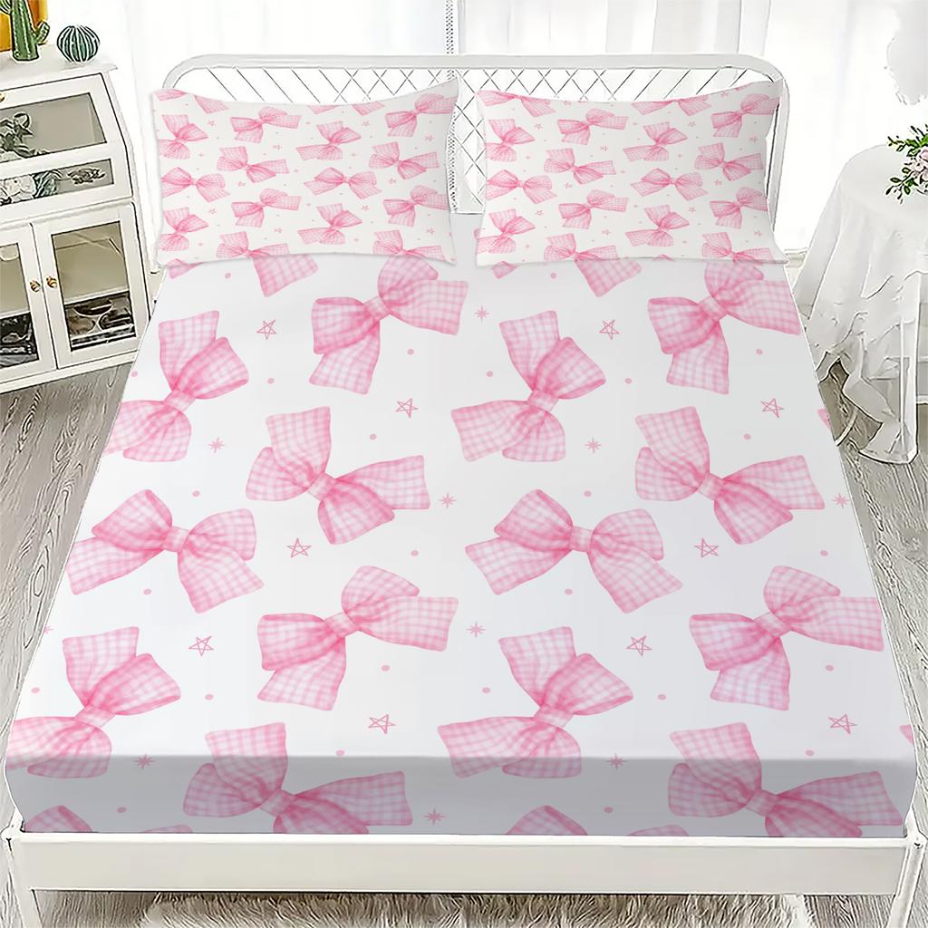 Bowknot Personalized Fitted Sheet Set Bowknot Personalized Bedding Set Comfortable Skin Friendly Cute Style 120x220cm