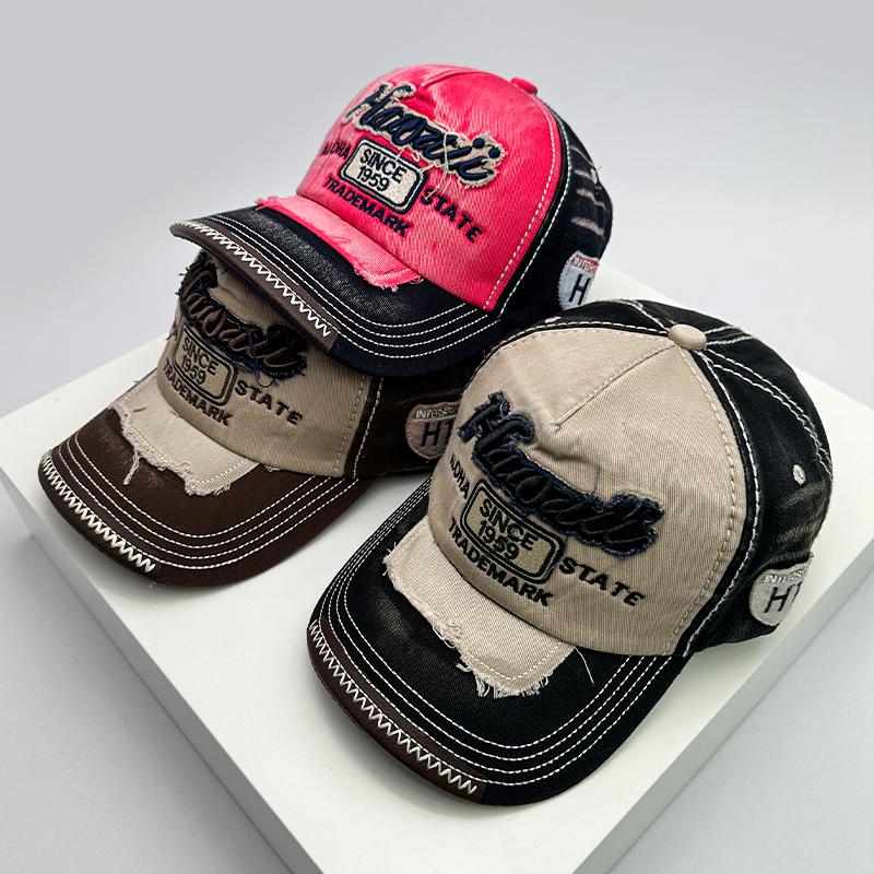 Washing For Men And Women Baseball Caps Cotton Snapback Hats Embroidery Latest All-Match Fashion Letter Print Leisure Distressed Korean Style