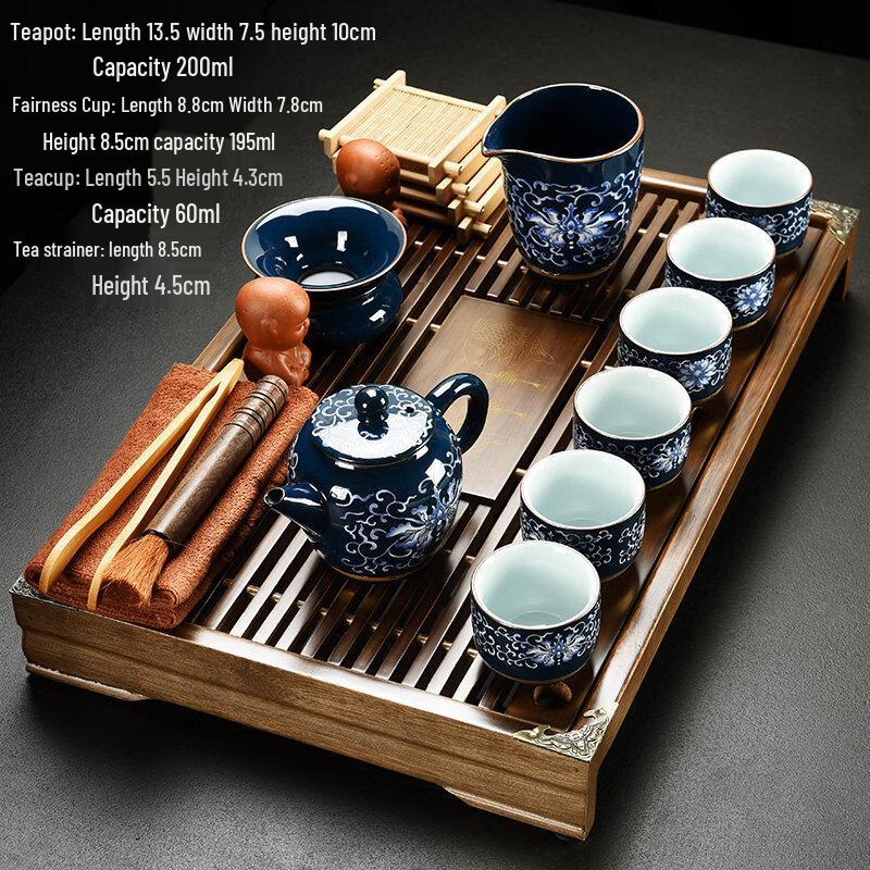 HUALEAI Ceramic Tea Set with Drawer Tea Table