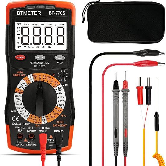 BTMETER BT-770S Manual Ranging Multimeter AC DC Volt Amp Ohm Capacitance Frequency Tester Auto Backlit for Automotive Electrical Home Hobbyist