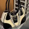 High-quality Second-hand Bag Hand Bag, Sweet Cool Patent Leather Canvas Bag, Metal Chain Hot Girl Bag  Shoulder Crossbody Bag