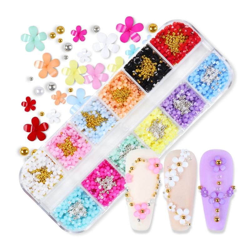 3D Flower Nail Art Charms,Nail Pearls Nail Art Studs Manicures Nail Accessories