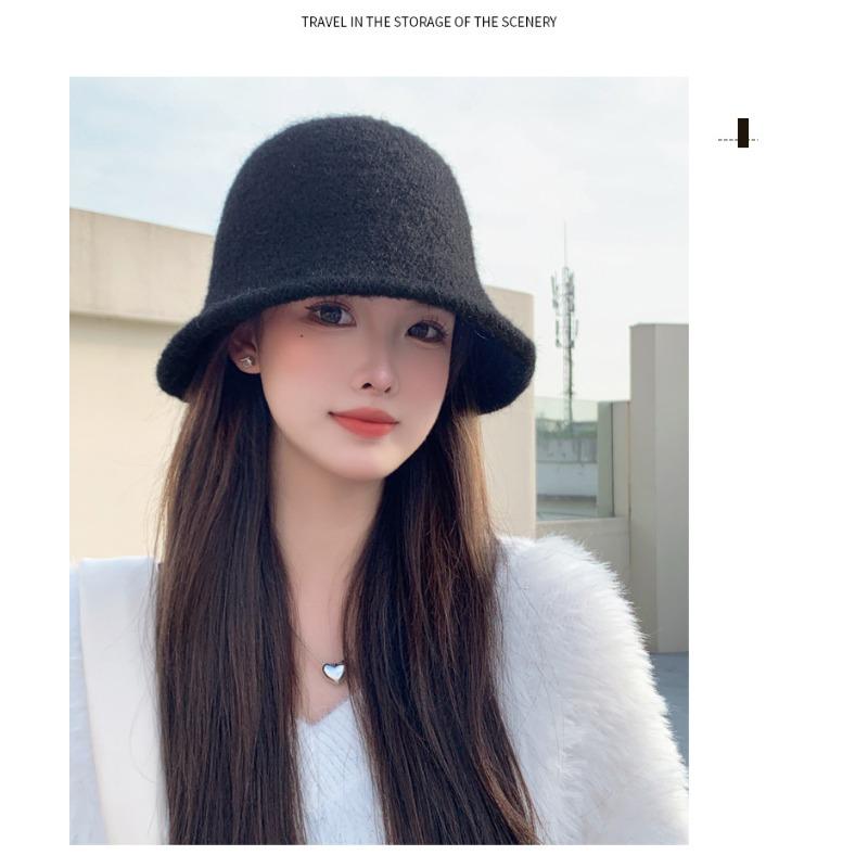 Women S Korean Style Solid Wool Winter Fisherman Hat