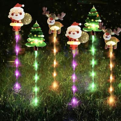Solar Christmas Stake Lights Santa Lawn Decor for Yard Waterproof Outdoor Holiday Pathway Lights Easy Installation Garden Wall Crack Lighting