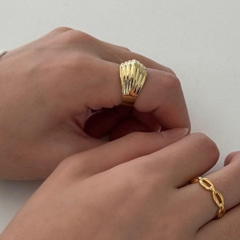 oar Volume Shell Ring(18K Gold Plated)