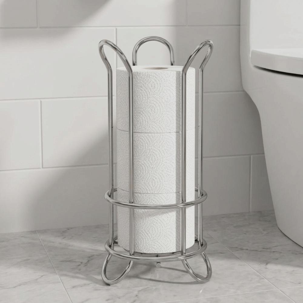Iron Standing Toilet Roll Holder Decorative Large Capacity Tissue Storage Rack Durable Minimalist Napkin Stand For Bathroom