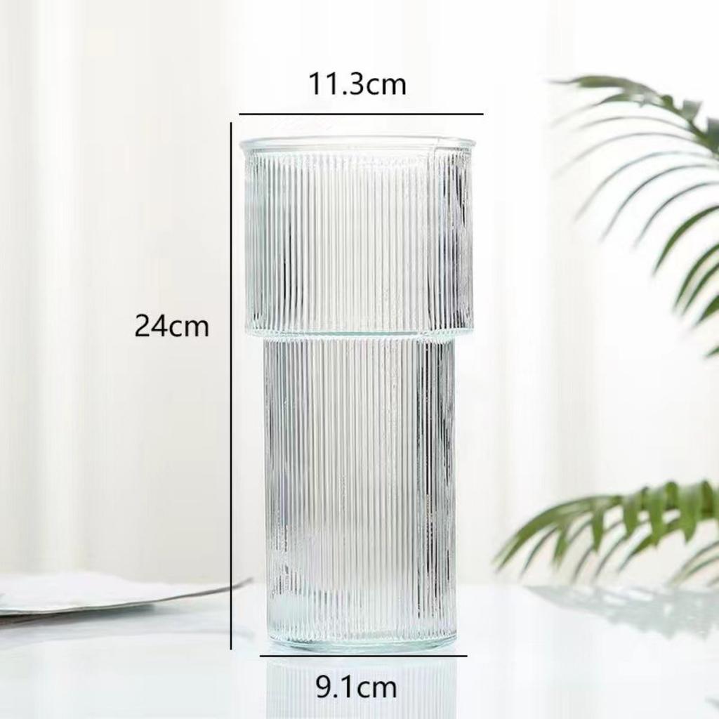 Clear Glass Vase, Ribbed Vase, Fluted Glass Vase, Flower Vase, Modern Vase For Centerpieces, Decorative Vase
