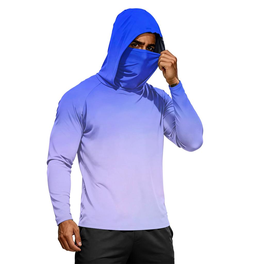 Herren Sommer Langarm Hoodie UPF50+ Sonnenschutz Schnelltrocknend Fitness Sportshirt Leicht Atmungsaktiv Outdoor Activewear