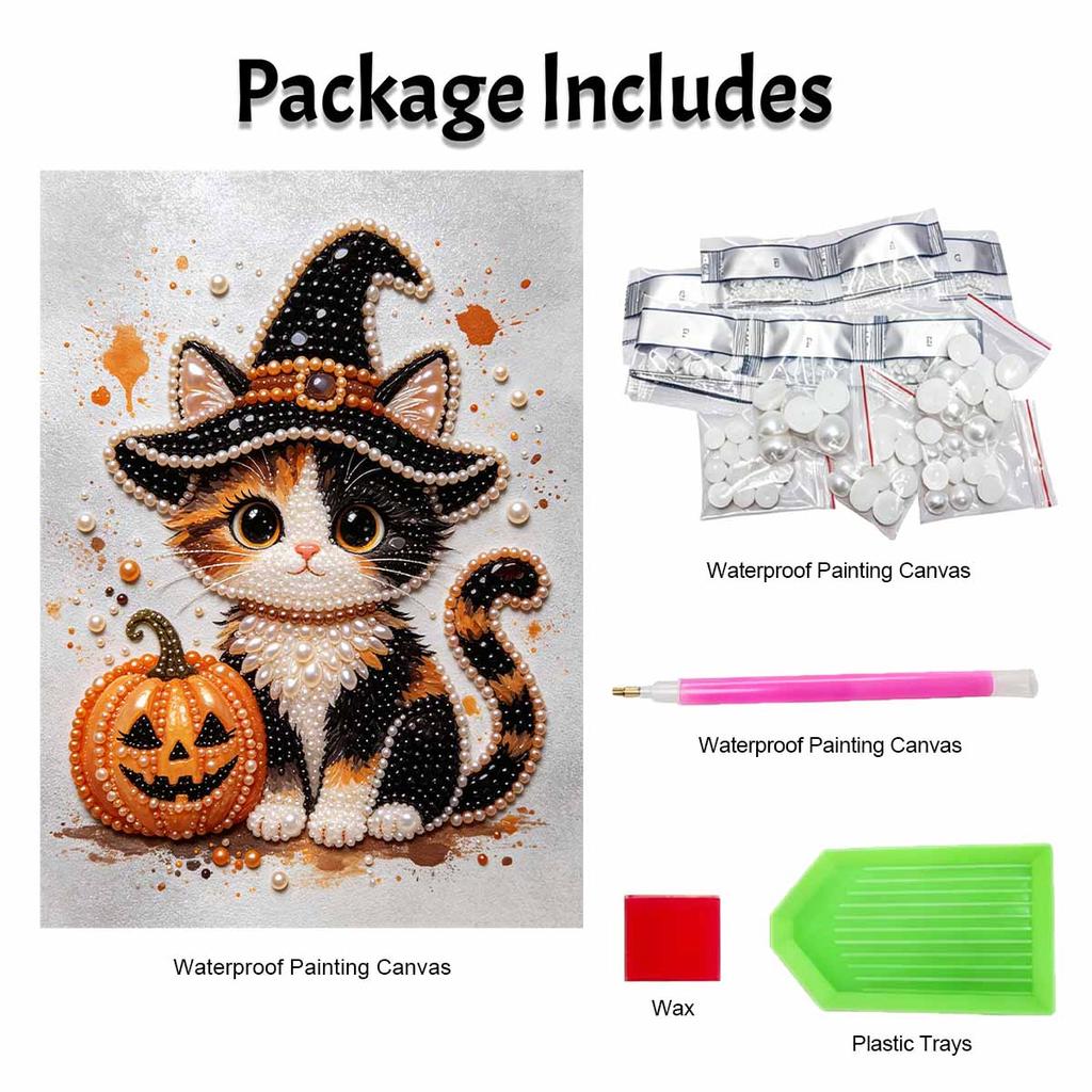 Halloween Pearl Painting Art Kit Handmade Diy Witch Cat Pumpkin Home Decorations