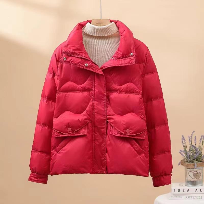 Short down jacket women's 2025 winter new mother outfit stand-up collar retro style small white duck down jacket tide