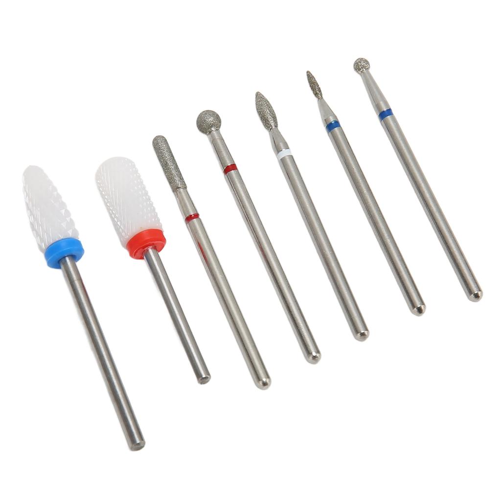 7pcs Nail Drill Bits Set Tungsten Ceramic Manicure Pedicure Left Right Handed Acrylic Gel Cuticle Remover Nail Bits