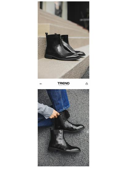 British-Style High-Top Chelsea Martin Boots with Side Zipper - Casual Leather, Autumn/Winter 2024