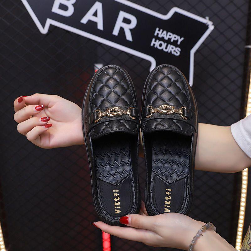 Women Half Slippers 2024 Summer New Fashion Jacket Casual Waterproof Lazy Toe Heightened Baotou Half Slippers