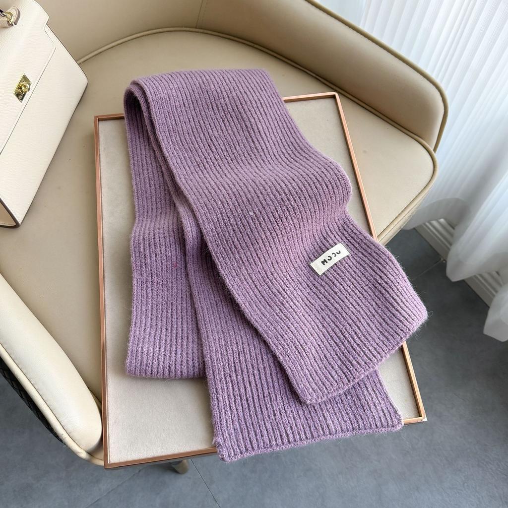 New Autumn and Winter Knitted Scarf Women's Fashion Classic Solid Color Versatile Scarf Simple Korean Version Thickened Warm Small Scarf