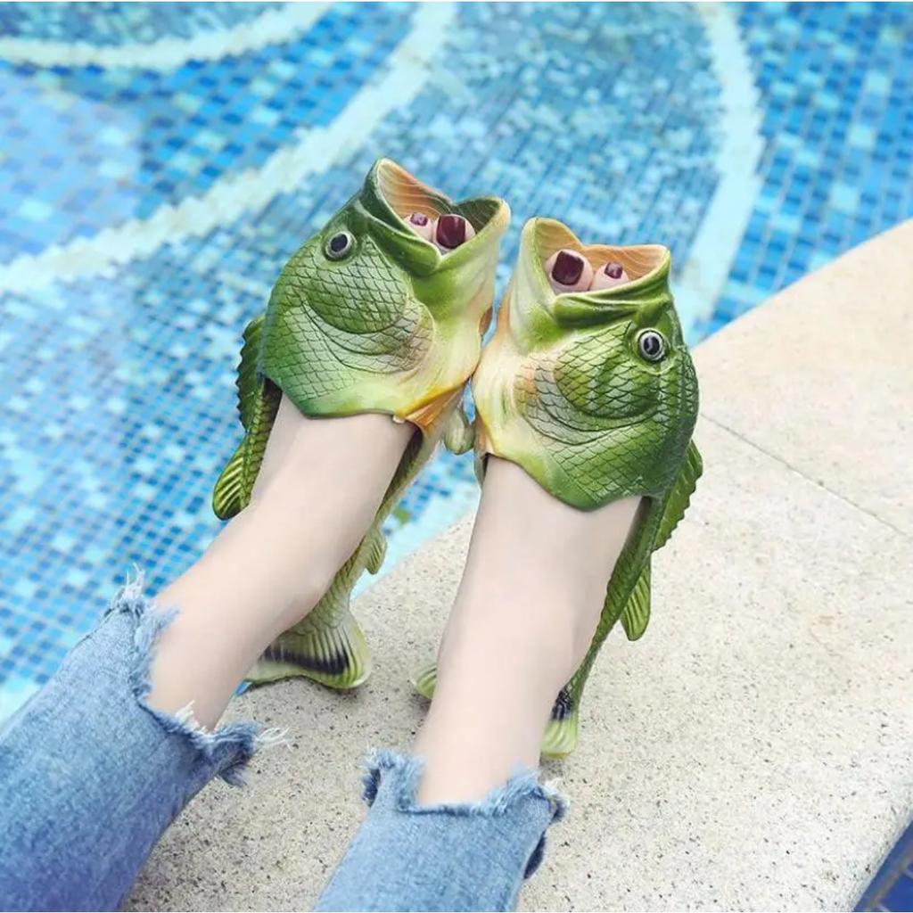 2025 Fish Slippers Fashion Outer Wear Summer Girls Flip Flops Creative Funny Couple Fish-shaped Parent-child Shoes