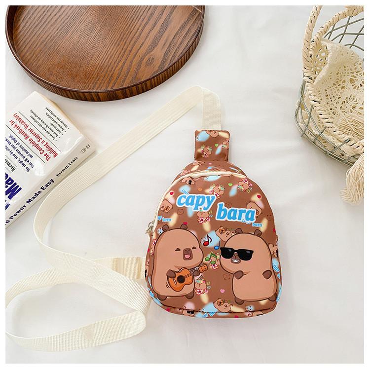 Printed Cartoon Capybara Children Shoulder Bags Fashion Outdoor Bag Crossbody