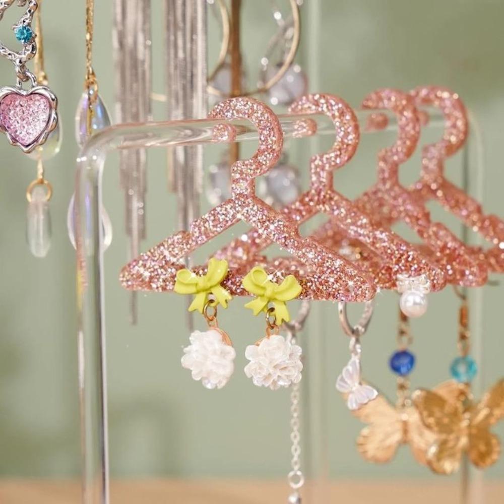 Jewelry Organizer 16pcs Hangers Shaped Jewelry Holder Clothes Hanger Ear Studs Stand  Women Girls