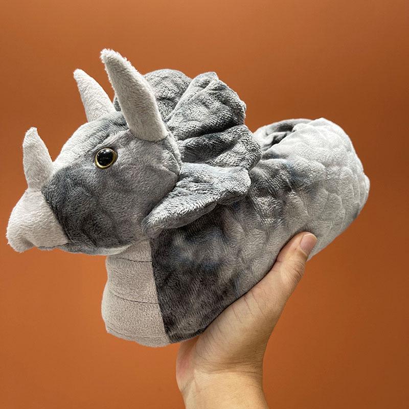 Warm Triceratops Plush Cotton Slippers - Unisex Indoor Winter Shoes 31