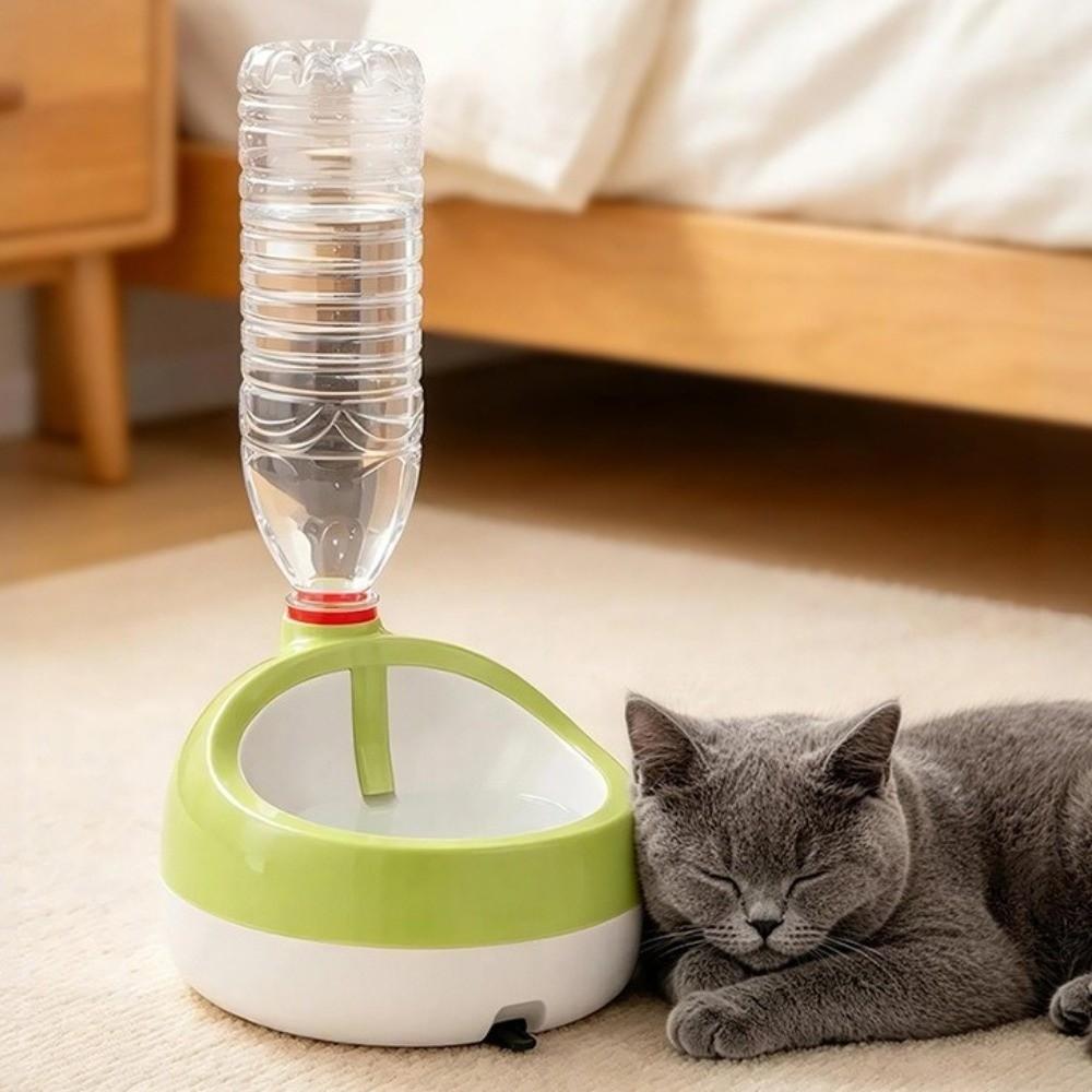 Splash-Proof Gravity Pet Drinking Station Leak Proof Cat Dog Water Bowl Fit Standard Bottle