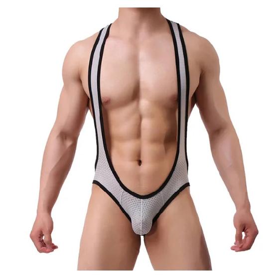 Sexy Mesh Bodysuit Jockstrap Bodywear Erotic Teddies Underwear Wrestling Singlet Leotard Jumpsuits Suspender For Men/Gay
