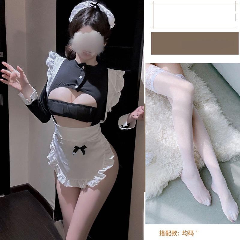 Erotic Underwear Female Pure Desire Sexy Pajamas Maid Outfit Qn Small Chest Open File Flirting Uniform Temptation Breast Exposure