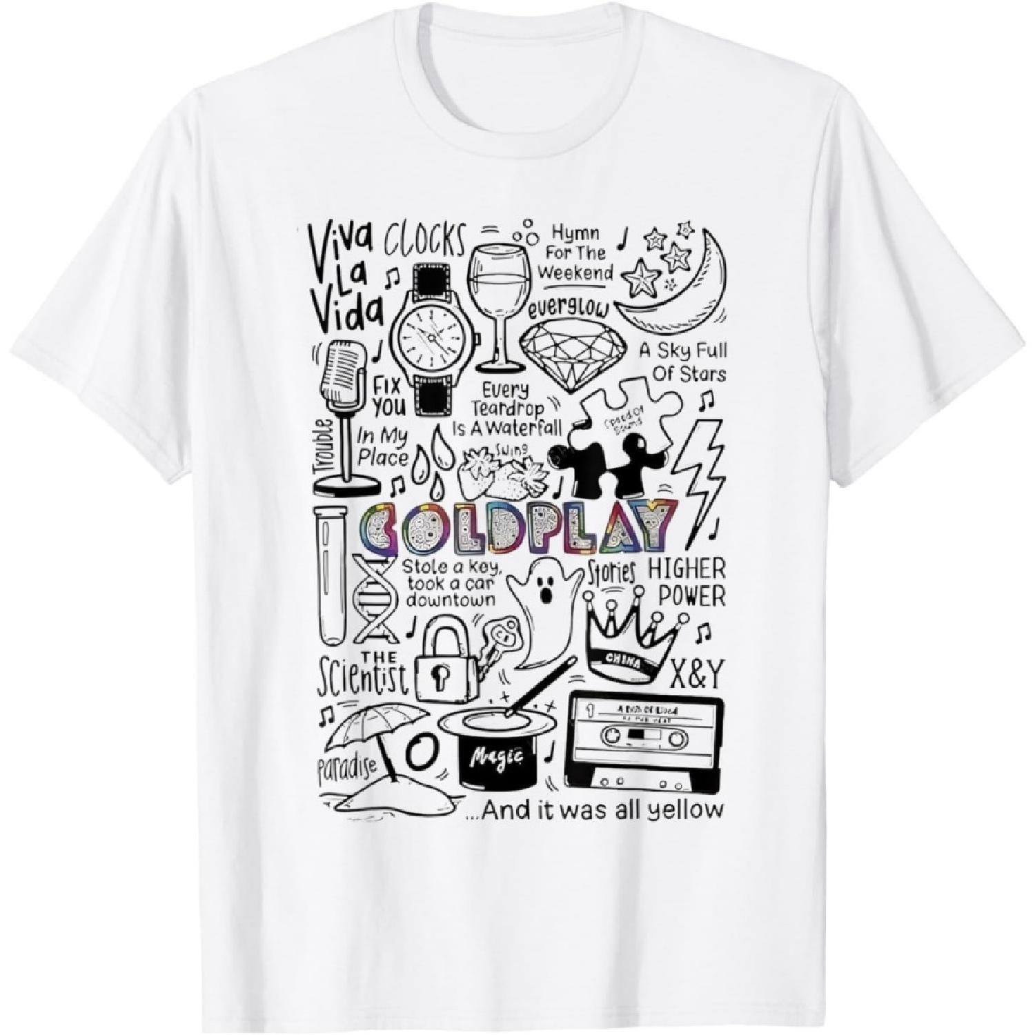CHDHEVEGOD Music Tour Aesthetic Band 2025 Cold Play Music Art Lovers T-Shirt XXXXXL белый